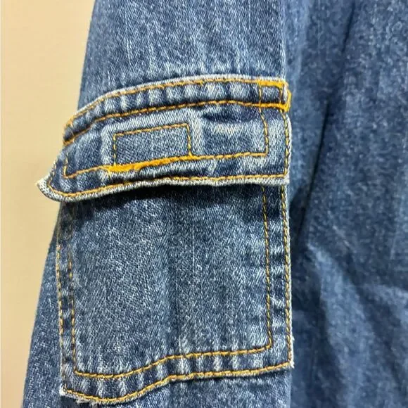 RARE Vintage Oversized Wrangler Denim Hoodie Jacket 90s Macau 100% Cotton L - Picture 4 of 11